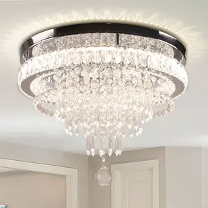 Lámpara de araña de cristal de montaje empotrado LED grande moderna de 19,7 ", accesorios de iluminación de techo contemporáneos para sala de estar, dormitorios, comedor
