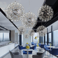 Lustre LED romantique en forme de boule ronde en acier inoxydable, style nordique, pour restaurant, hôtel, gypsophile