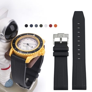 Bracelet de <span class=keywords><strong>montre</strong></span> tressé en caoutchouc de silicone avec <span class=keywords><strong>boucle</strong></span> brossée 22mm pour <span class=keywords><strong>Swatch</strong></span> X Blancpain 50 Fathoms Five Oceans Series - Product Image 1