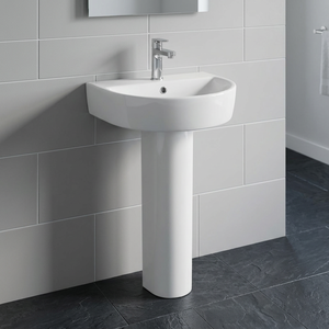 Modern Round Ceramic Wash Basin with Pedestal Drainer Single Hole Porcelain Bathroom Sink Sanitary ware Products - Product Image 1