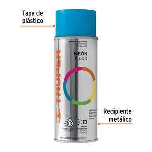 Peinture aérosol bleu néon 400 ml, fournitures artistiques par Truper, peinture en aérosol de haute qualité pour projets créatifs, fabriquée au Mexique, modèle PA - Product Image 3