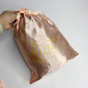 Bolsa de Satén de Lujo con Logotipo de Marca, Bolsa de Regalo con Cordón de Seda, Bolsa de Embalaje para Pelucas, para Pequeñas Empresas - Product Image 5
