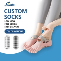 Chaussettes de yoga et de Pilates à cinq doigts de haute qualité avec motif de poignée personnalisé, antidérapantes, pour studio de yoga et de Pilates