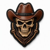 Patch en tissu chenille 3D personnalisé avec crâne de cowboy, en PVC et caoutchouc, motifs alphabet/coeur, pour fixation auto-agrippante sur vestes, sacs à dos et chapeaux