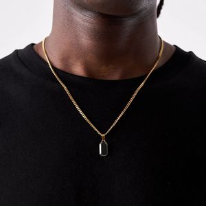 Venta al por mayor de joyería de moda que no se deslustra chapado en oro de acero inoxidable de la joyería del encanto colgante de ojo de tigre negro collar de obsidiana - Product Image 2