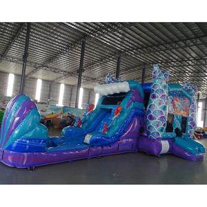 Casa Inflable de PVC de 0.45mm con Temática de la Sirenita, <span class=keywords><strong>Parque</strong></span> <span class=keywords><strong>Infantil</strong></span> con Tobogán para Fiestas de Cumpleaños - Product Image 1