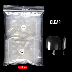 Venta caliente 550 piezas tamaño corto acrílico Artificial puntas de uñas de punta suave blanco/desnudo Prensa en salón de uñas belleza puntas de uñas - Product Image 3