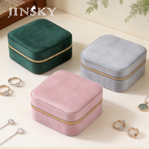 Exquisite Compact Portable Travel Jewelry Box Luxury Velvet Storage <b>Case</b> For Gold Rings <b>Earrings</b> Necklaces - Product Image 3