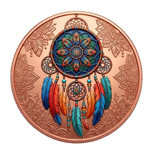 5 Monedas de Cobre AVDP OZ Dreamcatcher, Moneda de Cobre UV Colorida de Alto Relieve con Grabado Floral Bohemio - Product Image 1