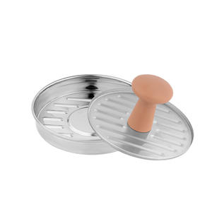 Presse à hamburgers en acier inoxydable 304 avec poignée en bois, antiadhésive, résistante à la rouille, facile à nettoyer pour la <span class=keywords><strong>cuisson</strong></span> au barbecue - Product Image 6