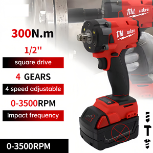 Cờ lê điện vuông 1/2 inch 18V màu đỏ, 3500 vòng/phút, dùng sửa chữa ô tô, pin Li-ion, đèn LED, có thể điều chỉnh độ sáng, lực siết mạnh - Product Image 6