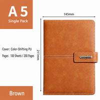 Carnet en cuir A5 - Couverture vintage avec boucle et marque-page en ruban, lignes claires, 100 feuilles 200 pages, carnet professionnel
