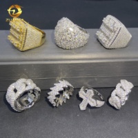 Collection de Bagues Homme Style Hip Hop de Luxe Personnalisées Serties de Moissanite VVS en Argent 925, Diamant Moissanite et Maillons Cubains