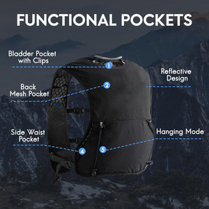 Gilet d'hydratation de course en polyester 5L léger unisexe pour trail running - Product Image 4