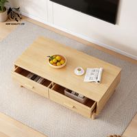 Fournisseur chinois, table basse sur mesure à bas prix, petit MOQ, prête à être expédiée, nouveau design, meubles de salon en bois, table basse à 2 tiroirs.