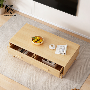 china supplier low cost customized <b>small</b> moq ready to ship tea table new design living room furniture wood 2 <b>drawer</b> coffee table - Product Image 5