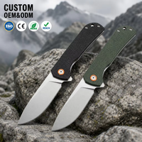 Couteau tactique pliable, survie en plein air, autodéfense, camping, chasse, couteau en acier inoxydable, manche en lin, logo personnalisé T0058