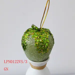 Christmas Decoration Christmas Top Quality Beaded Green FUJI Apple Handmade Christmas Ornaments Wholesale