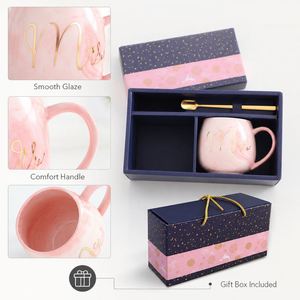 แก้วคู่ลายหินอ่อน, แก้วกาแฟมาร์ค มิลค์, ชุดกล่องของขวัญ, แก้วของที่ระลึกแฮปปี้ช็อปพร้อมช้อน - Product Image 5
