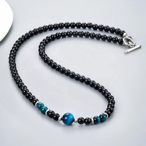 Prezzo di fabbrica collana da <span class=keywords><strong>uomo</strong></span> con <span class=keywords><strong>perline</strong></span> in pietra occhio di tigre ultimo Design collana con fibbia OT in acciaio inossidabile con <span class=keywords><strong>perline</strong></span> da 6mm - Product Image 6