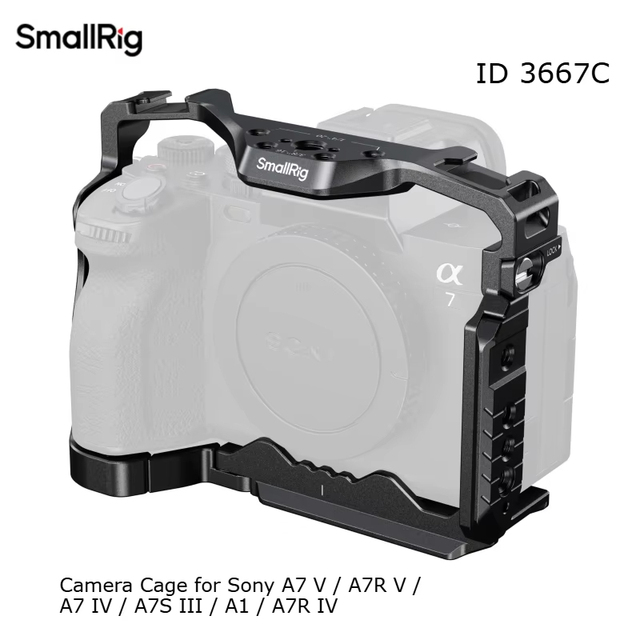 Camera Cage for Sony A7 V/A7R V/A7 IV/A7S III/A1, SmallRig 3667C with HawkLock NATO Rail & Arca-Swiss Plate