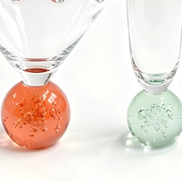 Ensemble de verres à cocktail Raymond Flower Rim, 2 pièces, verre transparent, pied à bulles, vaisselle de bar