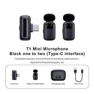 T1 Mini microphone à revers sans fil invisible micro de réduction de bruit à affichage numérique pour la diffusion en direct TikTok YouTube Vlog - Product Image 5