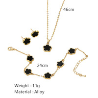 Conjunto de Joyería de Moda para Mujer, Collar y Pulsera de Aleación Chapada en Oro con Flor de Cinco Pétalos de Acrílico, Juego de Tres Piezas