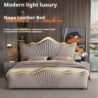Lit plateforme en cuir véritable de style italien, taille King, fabrication OEM ODM directe d'usine