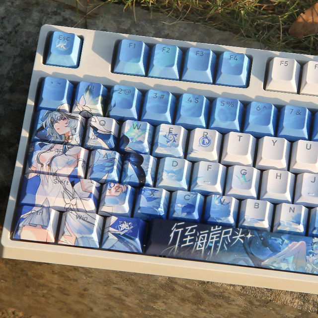 The Shorekeeper Cherry Keycaps PBT Side Printing Custom Keycaps PBT 5 Sides Dye Sublimation 120keys Mechanical Keyboard Caps