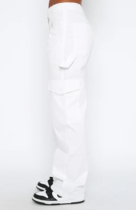 Pantaloni da donna nuovi stile coreano bianchi pantaloni <span class=keywords><strong>Cargo</strong></span> a vita alta da donna - Product Image 5