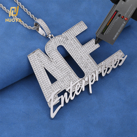 Pendentif Lettre Personnalisé NUOYA Hip Hop Moissanite Sertie de Pierres, Plaqué Argent, Test Diamant Approuvé, Bijou Tendance pour Hommes et Femmes