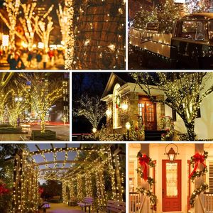 Guirnalda de <span class=keywords><strong>Luces</strong></span> LED Solares para Decoración de Jardín, Patio, <span class=keywords><strong>Navidad</strong></span> y Bodas, Luz Blanca Cálida, IP65 Impermeable, Encendido/Apagado Automático, 8 Modos - Product Image 2