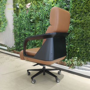 Chaise de bureau de direction KEPO Furniture, luxe italien, finition brillante orange, chaise de bureau moderne ergonomique en cuir de haute qualité pour la maison - Product Image 4