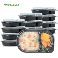 Zwarte Basis Clear Deksels Plastic Wegwerp Nemen Maaltijd Prep Lunchbox Verpakking Deli Milieuvriendelijk Voedsel Container Voor Restaurant