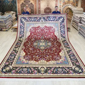 9x12ft英尺土耳其比利时波西米亚手工艺术伊斯坦布尔纯波斯丝绸地毯