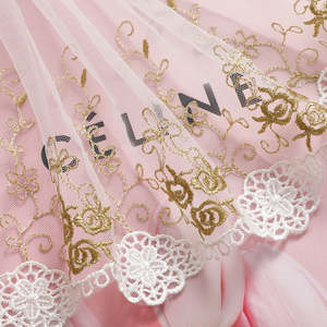 Encaje de <span class=keywords><strong>Tul</strong></span> Bordado de Lujo para Vestidos de Novia, Tela de Encaje <span class=keywords><strong>con</strong></span> Borde Lolita, Pañuelo para la Cabeza, Ropa, Vestidos, Manualidades - Product Image 3