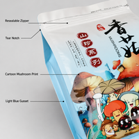 Sachet personnalisé imprimé motif champignon, fermeture éclair, qualité alimentaire, pour délices de la montagne, champignons Shiitake, OEM, marque privée, vente en gros