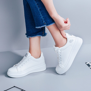 Zapatillas de <span class=keywords><strong>tenis</strong></span> para <span class=keywords><strong>mujer</strong></span> al por mayor, cómodas, de caña baja, con cordones, de piel sintética, informales, para caminar - Product Image 4