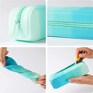 Étuis à crayons pliables multifonctionnels en silicone pour enfants et trousse de toilette pour la salle de bain et le salon - Product Image 3