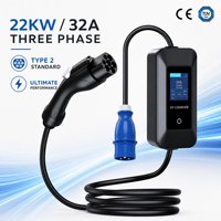 Chargeur EV 22 kW avec câble de 5 m, chargeur EV rapide avec câble de 10 m, super chargeur EV avec câble de 10 m, chargeur portable 11 kW, chargeur 32A