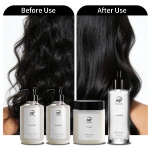 Set de <span class=keywords><strong>Tratamiento</strong></span> Capilar de Lujo con Caviar, Orgánico, de Marca Privada, Rutina de Reparación de 4 Pasos, Champú Hidratante y Refrescante con Biotina - Product Image 6