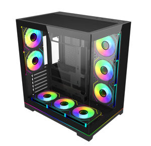 Boîtier de <span class=keywords><strong>PC</strong></span> de jeu ATX avec refroidissement par flux d'<span class=keywords><strong>air</strong></span>, design le plus récent, panoramique, sans outils, avec 2 ventilateurs arrière - Product Image 2