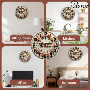 Round Wooden Wall <b>Clock</b> 25x25Cm Quiet <b>Movement</b> Home Corridor Living Room Decor - Product Image 3