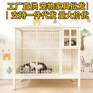 Jaulas cuadradas de metal para perros y gatos con ventanas, ruedas y bandejas inferiores, diseño transfronterizo, suministro directo de fábrica. - Product Image 5