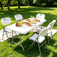 Table pliante rectangulaire en plastique blanche pour l'extérieur, table pliante pour les fêtes