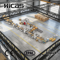 Ligne de production automatique de palettes en bois HICAS SF1000, 2000 pièces/8h, 37,8 m, 96 kW, 150 pays, Siem PLC CE