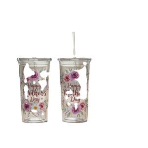 Gobelets en plastique transparent à double paroi, réutilisables, anti-fuite, sans BPA, avec couvercle et paille, personnalisables avec logo, 12oz 16oz 22oz, pour cadeau - Product Image 2