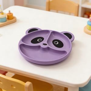 Vaisselle pour tout-petits personnalisée avec étiquette privée, sans BPA, écologique, en silicone de qualité alimentaire, assiette pour bébé en silicone, ventouse panda, réutilisable - Product Image 6