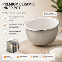 Cuisinière à riz électrique intelligente 3L avec cuve en céramique, cuisinière à riz multifonction à écran tactile pour la cuisine à domicile